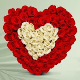 Admirable Number Series Arrangement of Red N White Roses Heart 1