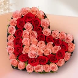 Admirable Romantic Heart Arrangement of Pink N Red Roses 1