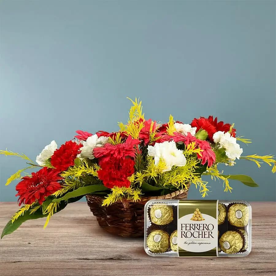 Colorful Floral Delight with Gourmet Treats