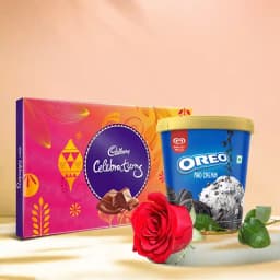 Yummy Treat of Cadbury Celebration n Kwality Walls Oreo Ice Cream with a Rose 1