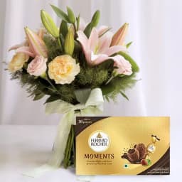 Amazing Bunch of Mixed Flowers with Ferrero Rocher Moment 1