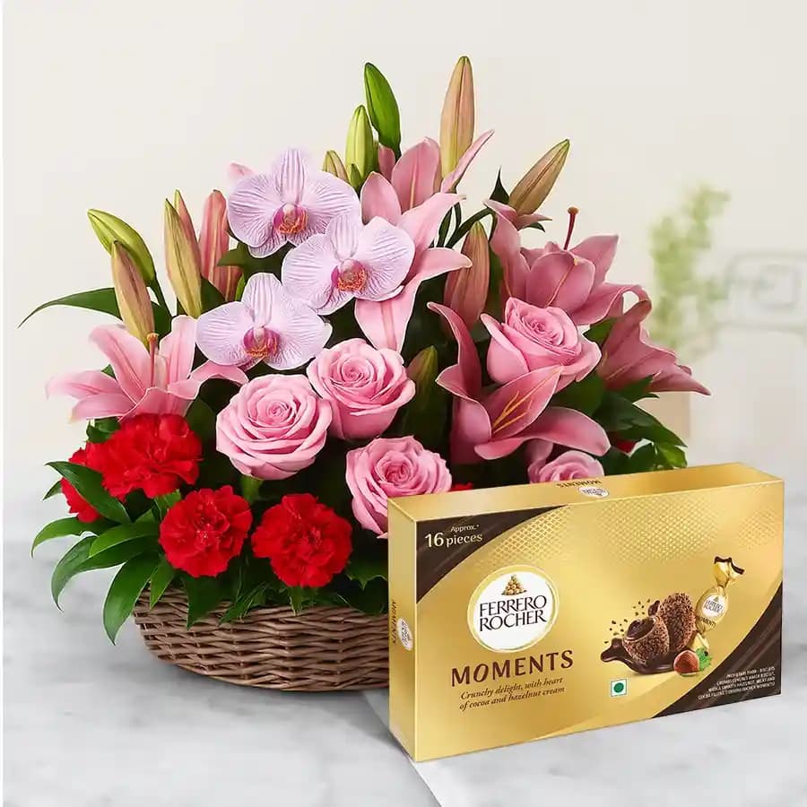 Marvelous Flowers Arrangement with Ferrero Rocher Moments