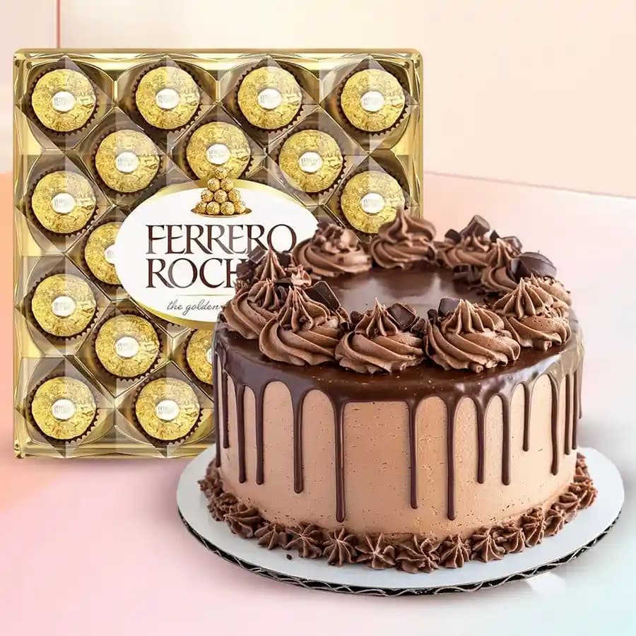 Enchanting Combo of Ferrero Rocher N Chocolate Cake