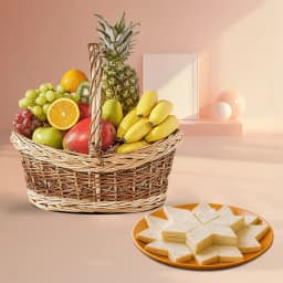 Gourmet Delight: Kaju Katli & Seasonal Fruits 1