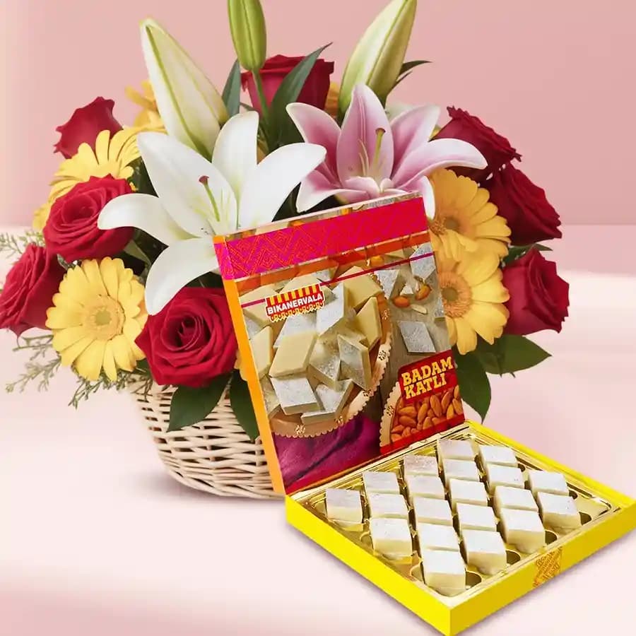 Exquisite Badam Katli with Flower Surprise