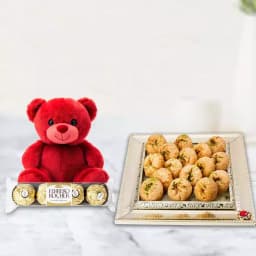 Sweet Moments: Balushahi Delight with Cuddly Companion 1