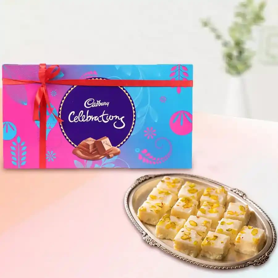 Malai Barfi with Cadbury Celebration