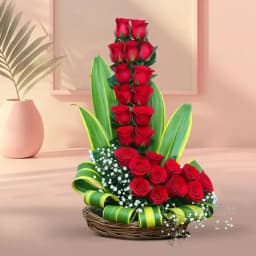 Lovely Gift of Red Roses Basket 1