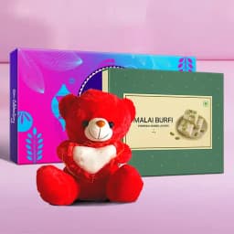 Malai Barfi with Teddy N Cadbury Celebration Chocolate Pack 1