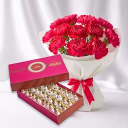 Bikanervala Kaju Kalash with Red Carnation Bouquet 1