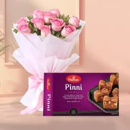 Bikanervala Pinni Special with Pink Rose Bouquet 1