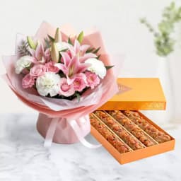 Bikanervala Pinni Special with a Flowers Bouquet 1