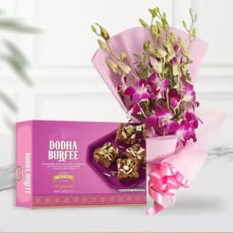 Dhoda Burfi with Orchid Bouquet 1