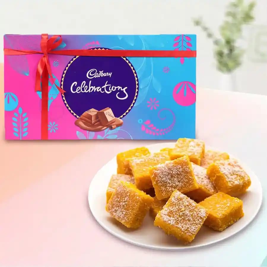 Coconut Burfi with Cadbury Celebration