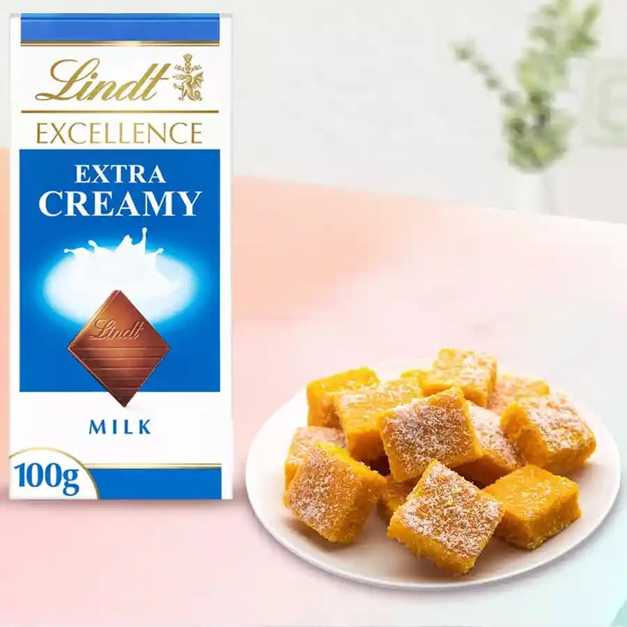Coconut Burfi with Lindt Excellence Chocolate Bar