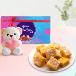 Coconut Burfi with Teddy N Cadbury Celebration 1