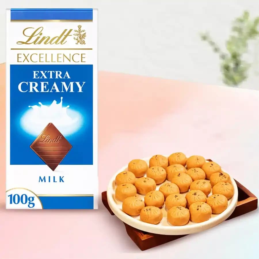 Mathura Peda with Lindt Excellence Chocolate Bar