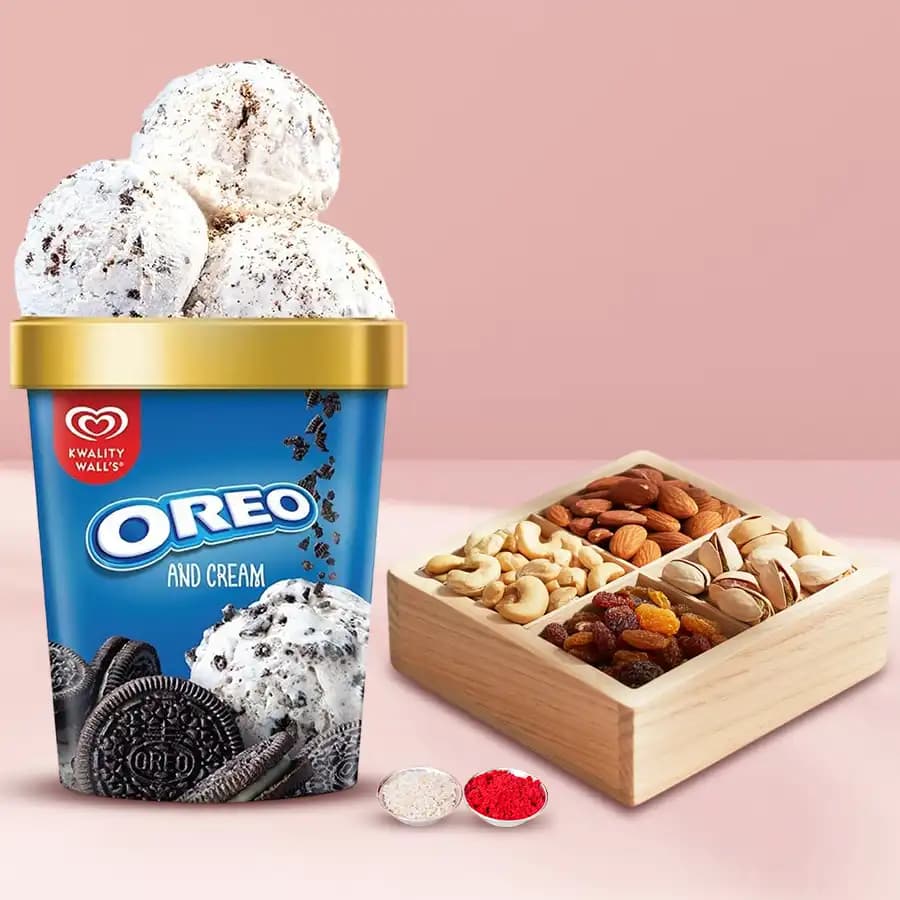 Amazing Gift of Kwality Walls Oreo Ice Cream with Assorted Dry Fruits
