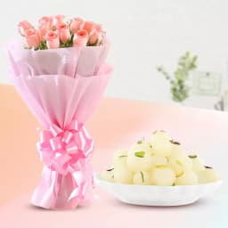 Rashbhari with Pink Rose Bouquet 1