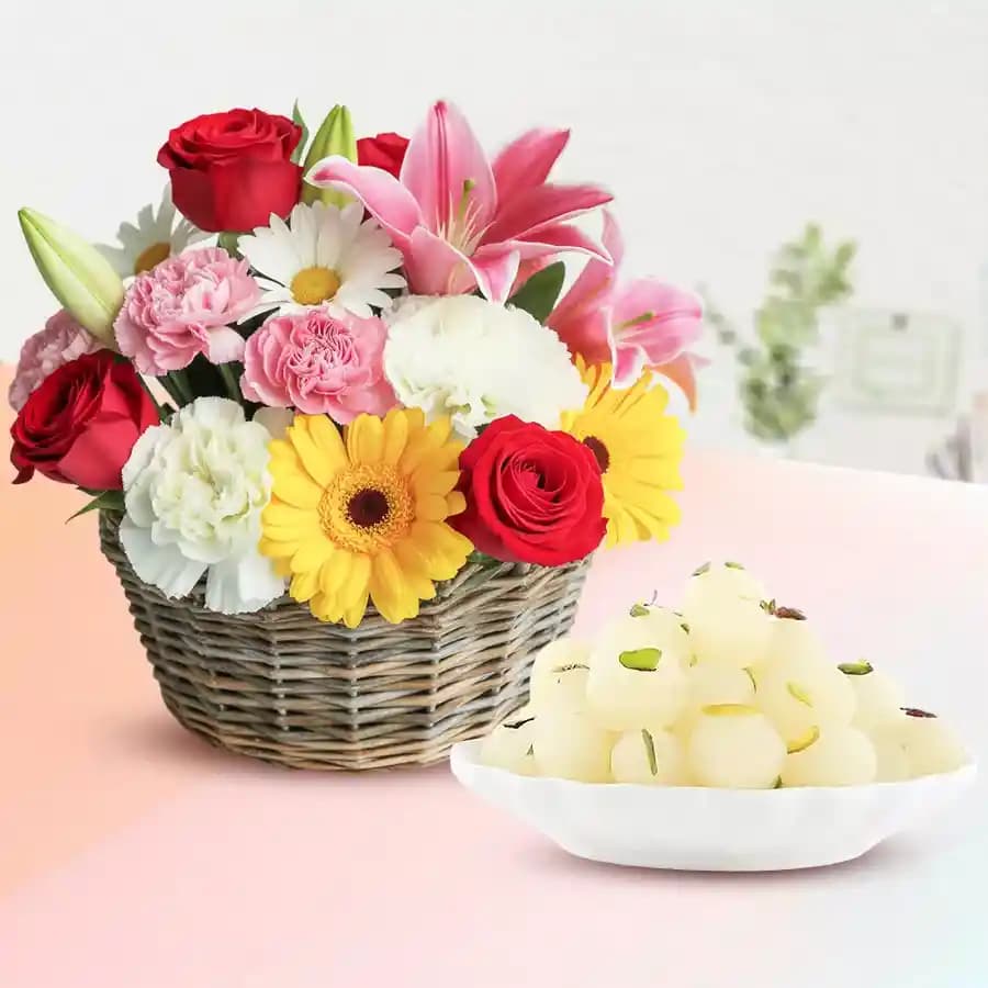 Rashbhari with Mixed Flower Arrangement