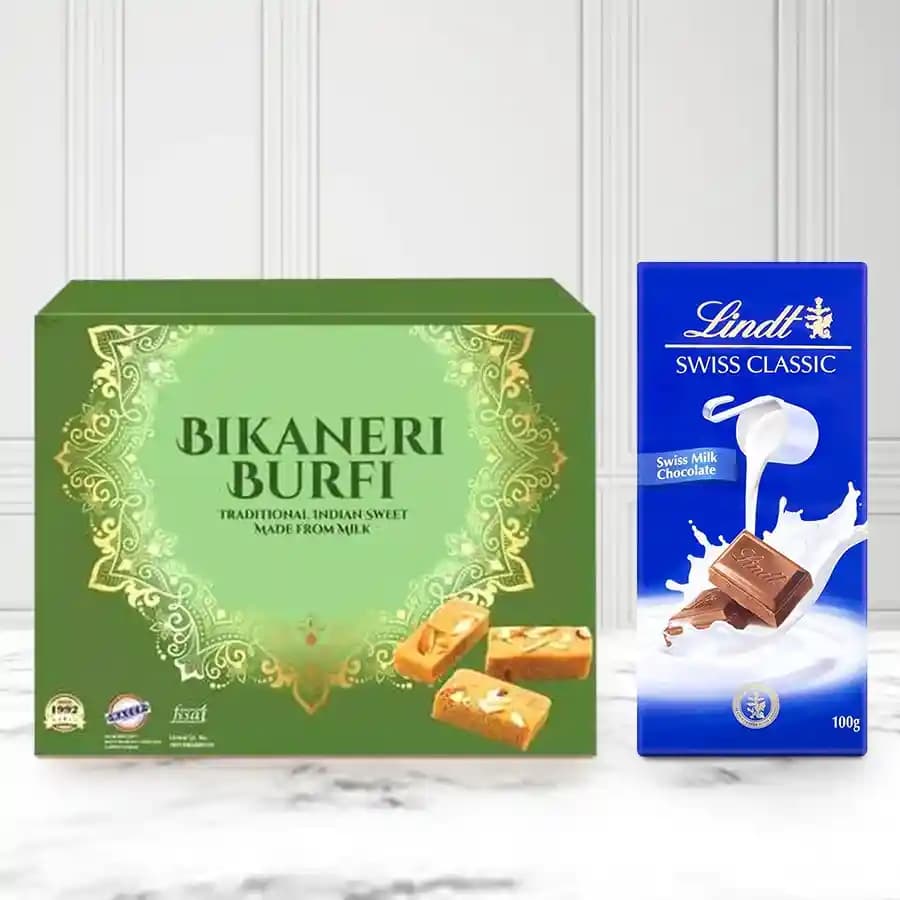 Bikaneri Burfi with Lindt Excellence Chocolate Bar