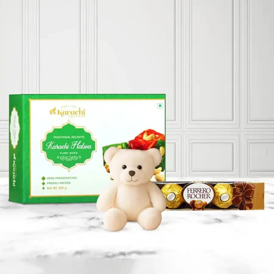 Karachi Halwa with Teddy N Ferrero Rocher Chocolate