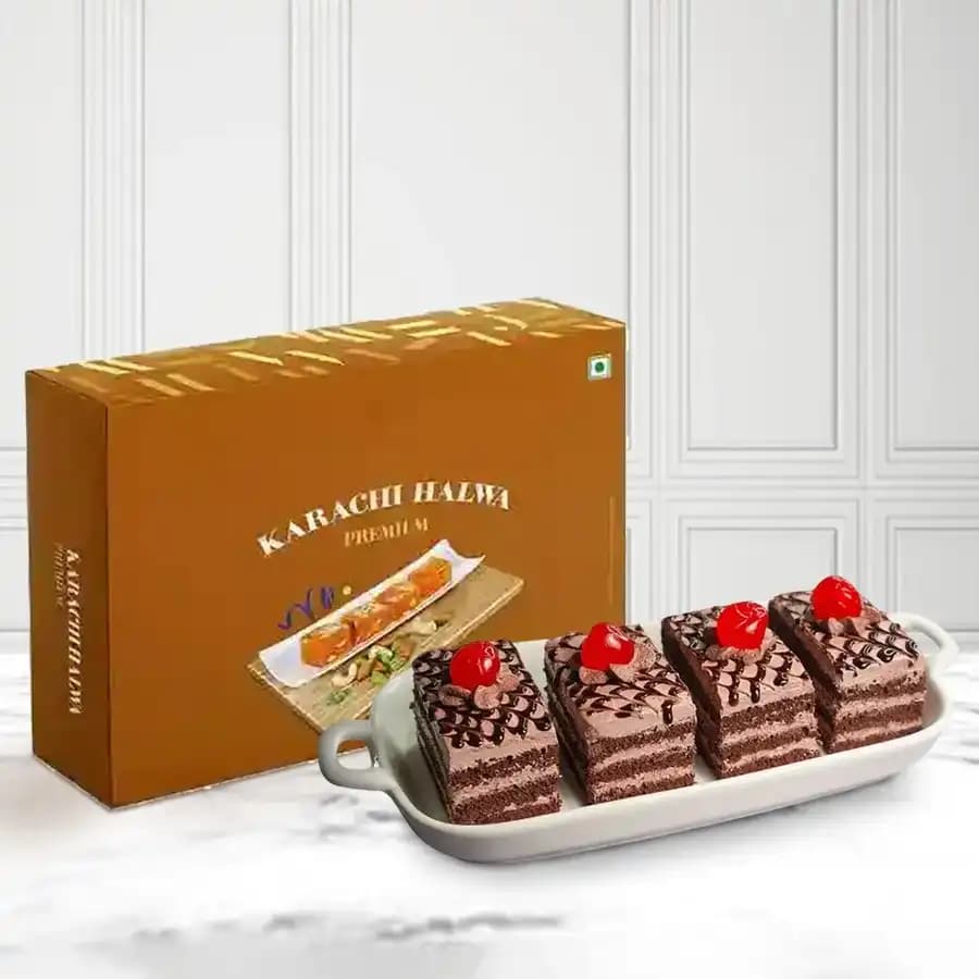 Karachi Halwa with Chocolate Pastry