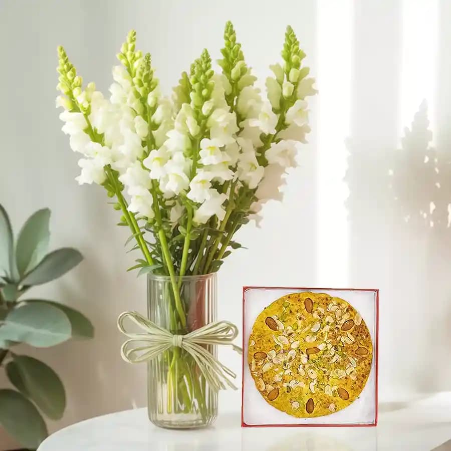 Gourmet Badam Rotlo & Elegant Floral Gift Set