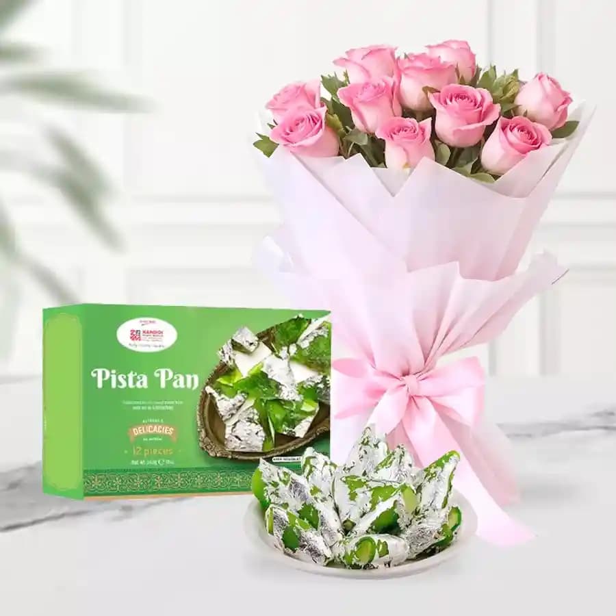 Charming Pista Delight & Rose Ensemble