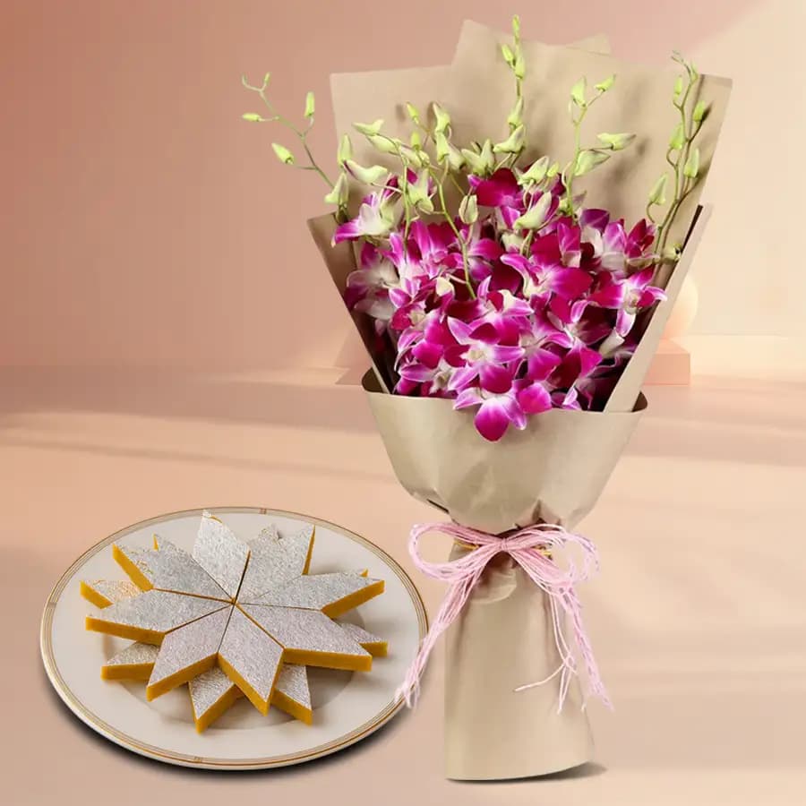 Delectable Kesar Kaju Bliss with Floral Elegance