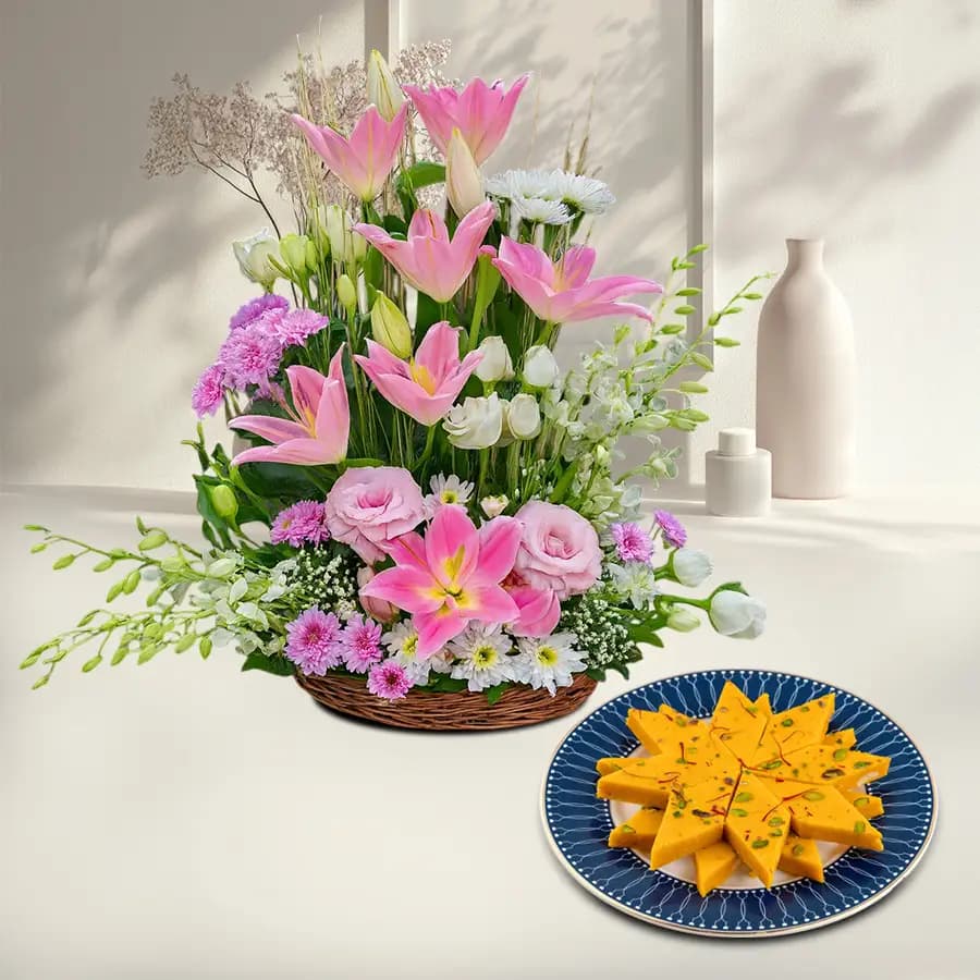 Kesar Kaju Delight with Floral Charm