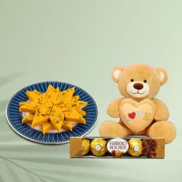 Charming Delight: Kaju Katli with Cuddle Buddy & Treats 1