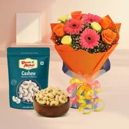 Kaju King from Shree Mithai with Seasonal Flower Bouquet 1
