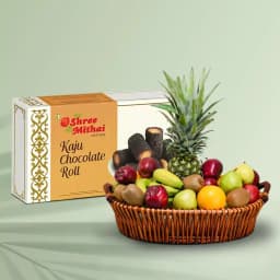 Kaju Choco Roll from Shree Mithai with Fresh Fruit Basket 1