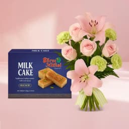 Milk Cake from Shree Mithai with Flowers Bouquet 1