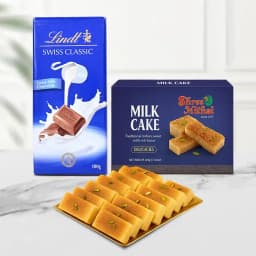 Milk Cake from Shree Mithai with Lindt Excellence Chocolate Bar 1