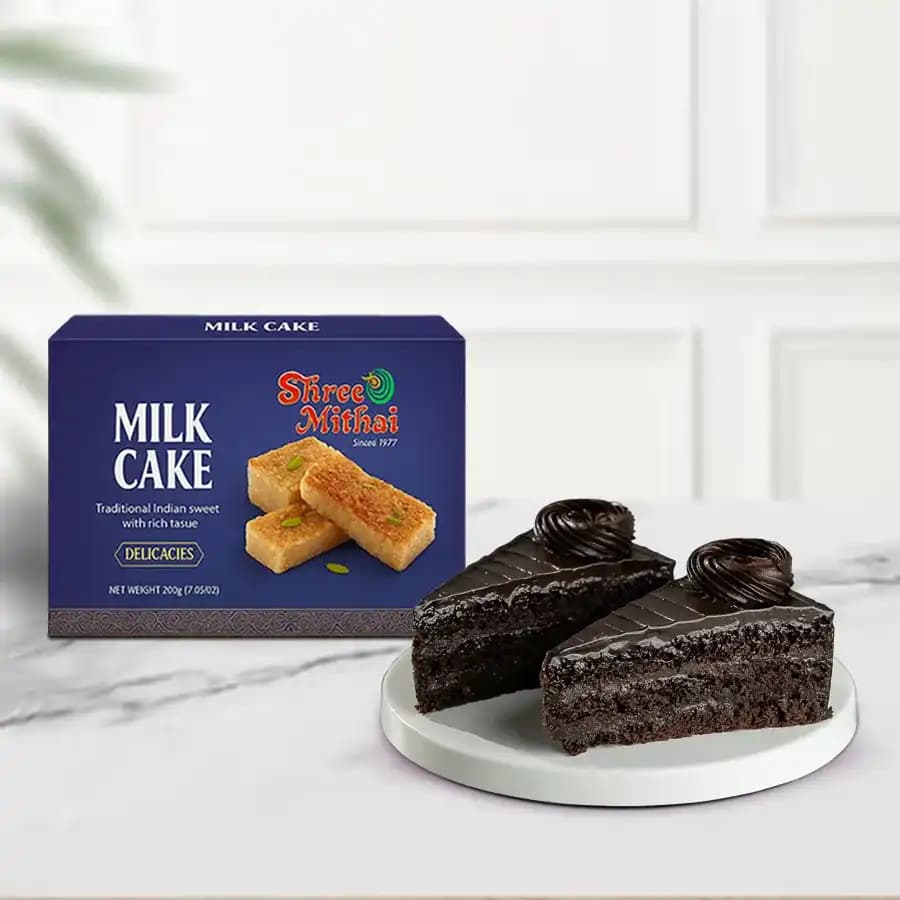 Milk Cake from Shree Mithai with Chocolate Pastry