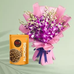 Royal Almond Treat from Shree Mithai with Orchid Bouquet 1