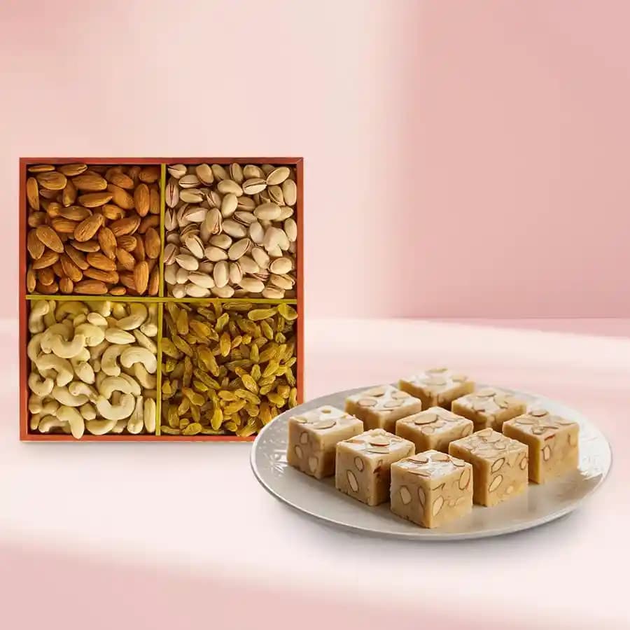 Royal Almond Treat from Shree Mithai with Assorted Dry Fruits
