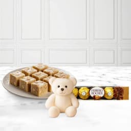 Royal Almond Treat from Shree Mithai with Teddy N Ferrero Rocher 1