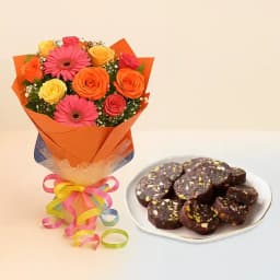 Dry Fruit Dates Roll from Shree Mithai with Seasonal Flower Bouquet 1