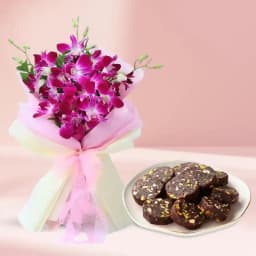 Dry Fruit Dates Roll from Shree Mithai with Orchid Bouquet 1