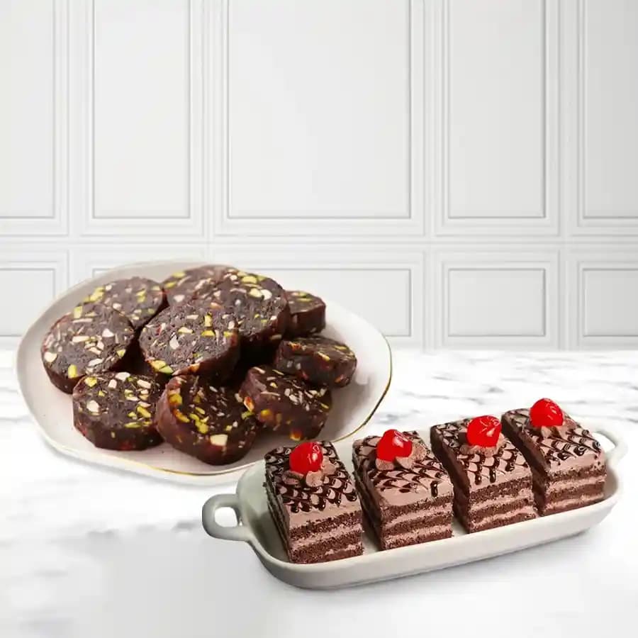 Dry Fruit Dates Roll from Shree Mithai with Chocolate Pastry