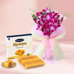 Mysurpa from Sri Krishna Sweets with Orchid Bouquet 1