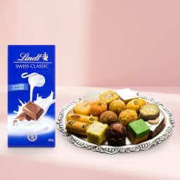 Assorted Sweets from Adyar Ananda Bhawan with Lindt Excellence Chocolate Bar 1