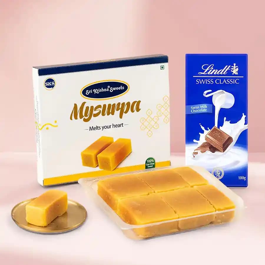 Mysurpa from Sri Krishna Sweets with Lindt Excellence Chocolate Bar