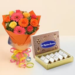 Badam Kathli from Sri Krishna Sweets with Seasonal Flower Bouquet 1