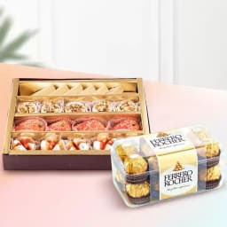 Assorted Dry Fruit Sweets from Adyar Ananda Bhawan with Ferrero Rocher 1