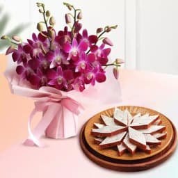 Fig Kathli from Sri Krishna Sweets with Orchid Bouquet 1