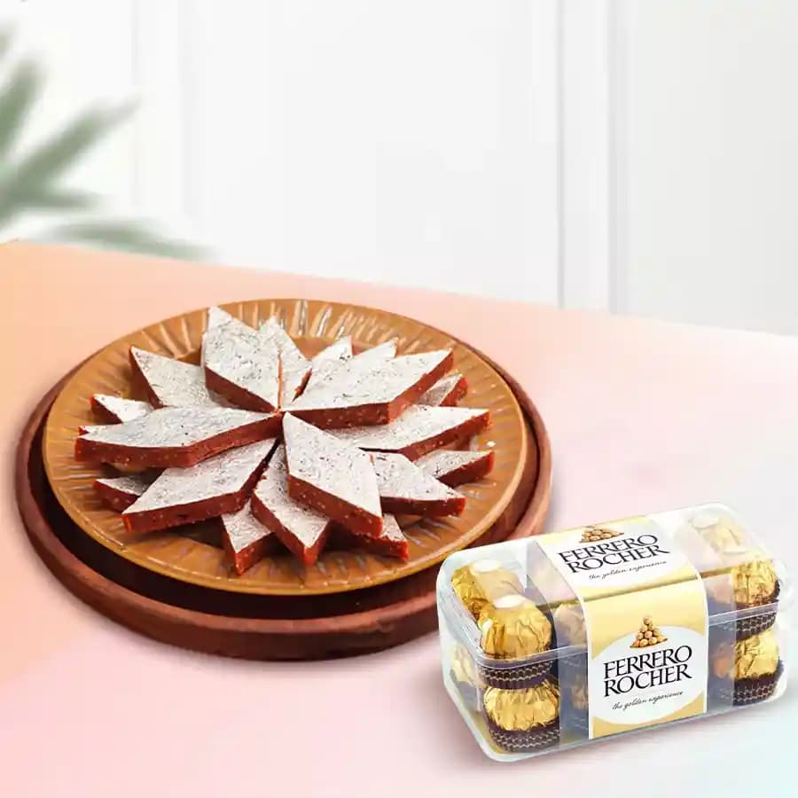 Fig Kathli from Sri Krishna Sweets with Ferrero Rocher